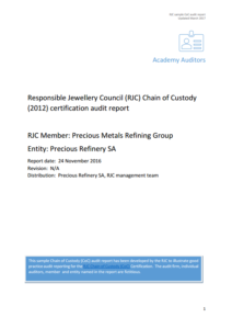 sample rjc audit reports cop and coc responsible jewellery council template for audit report